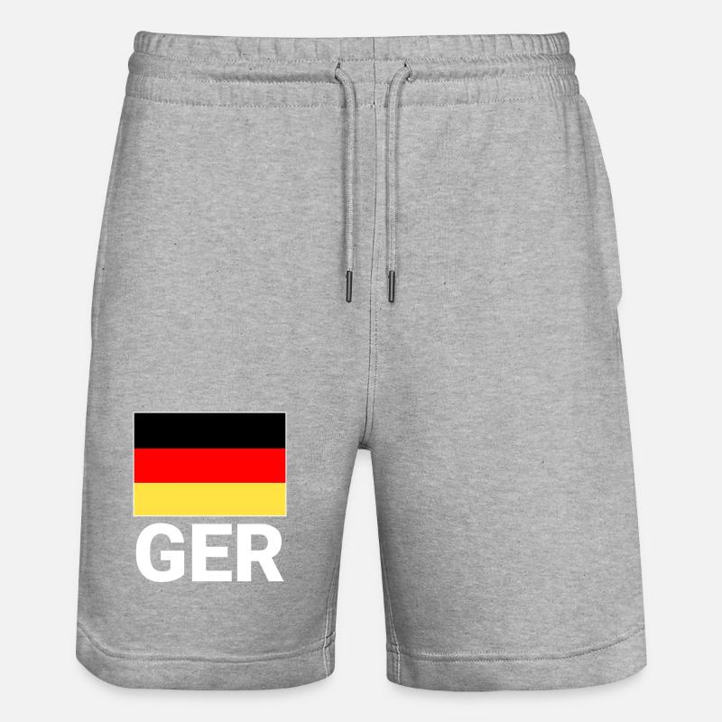 Germany flag with CEFR abbreviation - Stanley/Stella Trainer Unisex Organic Jogging Shorts - heather grey