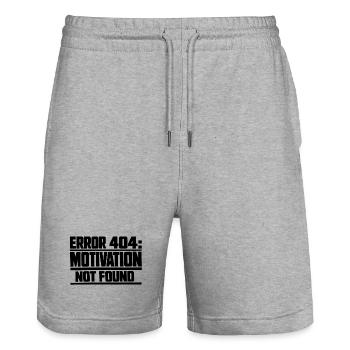 Error 404 Motivation not found Geschenkidee lustig - Stanley/Stella Unisex Bio Joggingshorts Trainer  - Grau meliert - Vorne - Nik (191cm) & Marisol (170cm)
