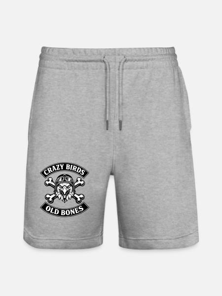 Crazy Birds - Old Bones - Stanley/Stella Trainer Unisex Organic Jogging Shorts - heather grey