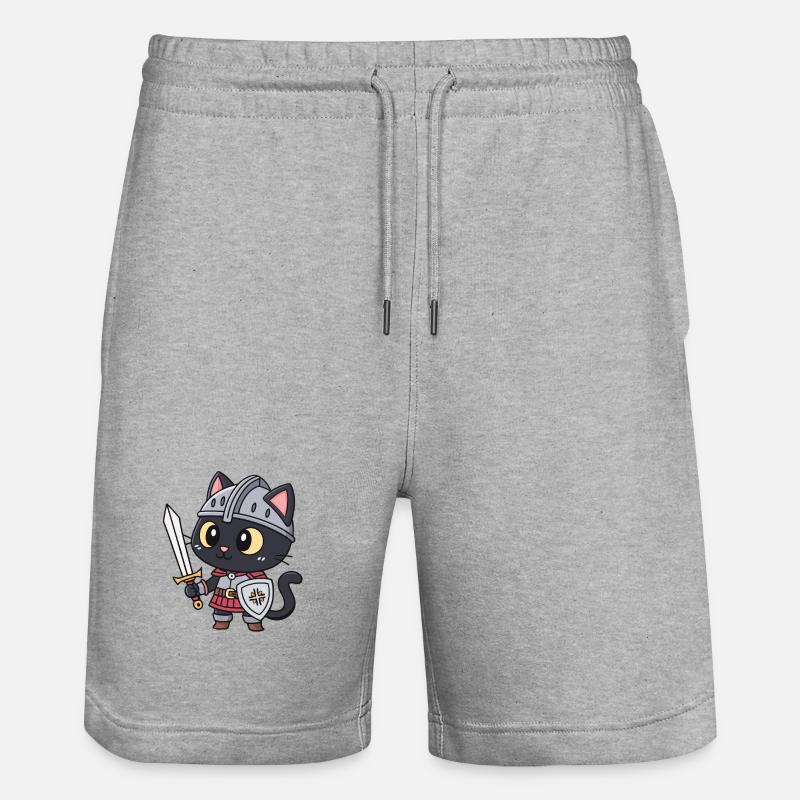 Chat Chevalier Armé Adorable - Short de jogging bio TRAINER Stanley/Stella unisexe - gris chiné