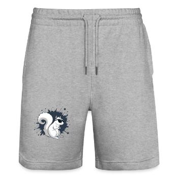 Écureuil blanc chic avec lunettes noires - Short de jogging bio TRAINER Stanley/Stella unisexe - gris chiné - Devant - Nik (191cm) & Marisol (170cm)