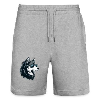 Loup Husky Lunettes Soleil - Short de jogging bio TRAINER Stanley/Stella unisexe - gris chiné - Devant - Nik (191cm) & Marisol (170cm)