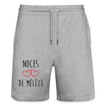 Larch Wedding 69 years of marriage - Stanley/Stella Trainer Unisex Organic Jogging Shorts - heather grey - Front - Nik (191cm) & Marisol (170cm)