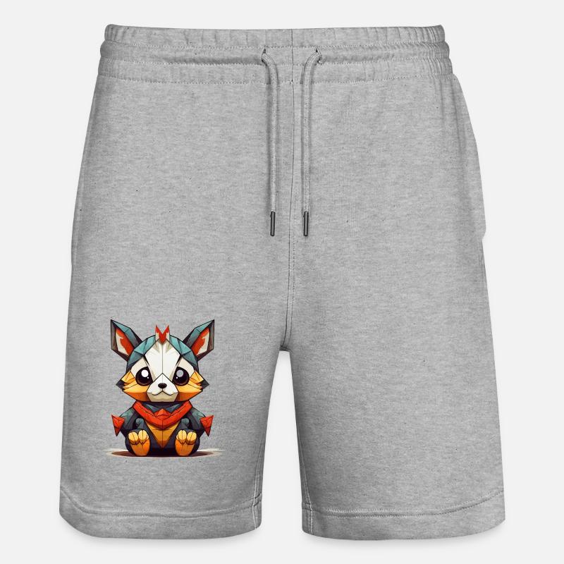 Geometrischer Fuchs Charm - Stanley/Stella Unisex Bio Joggingshorts Trainer - Grau meliert