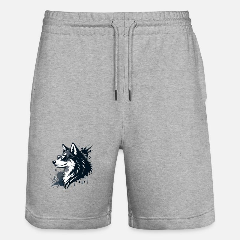 Husky-Chic-Gläser und Spritzer - Stanley/Stella Unisex Bio Joggingshorts Trainer  - Grau meliert