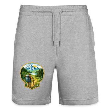 Way of St. James Patch with Scallop - Stanley/Stella Trainer Unisex Organic Jogging Shorts - heather grey - Front - Nik (191cm) & Marisol (170cm)