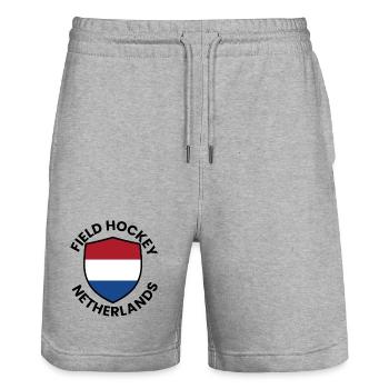Niederländischer Feldhockey-Schild - Stanley/Stella Unisex Bio Joggingshorts Trainer  - Grau meliert - Vorne - Nik (191cm) & Marisol (170cm)