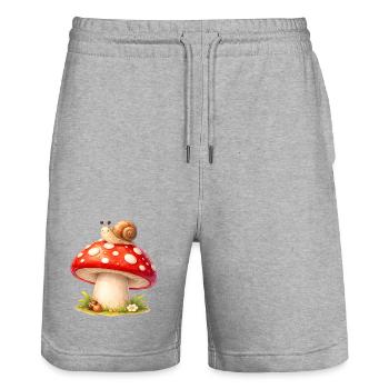 Toadstool with Snail Cute Forest Motif - Stanley/Stella Trainer Unisex Organic Jogging Shorts - heather grey - Front - Nik (191cm) & Marisol (170cm)