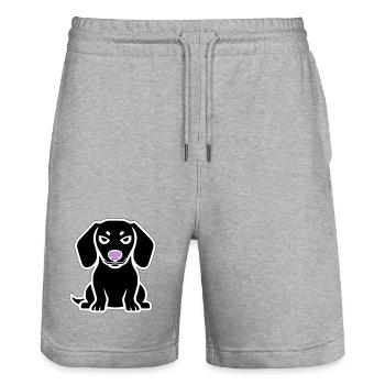 Dachshund Dog Puppy Cartoon - Stanley/Stella Trainer Unisex Organic Jogging Shorts - heather grey - Front - Nik (191cm) & Marisol (170cm)