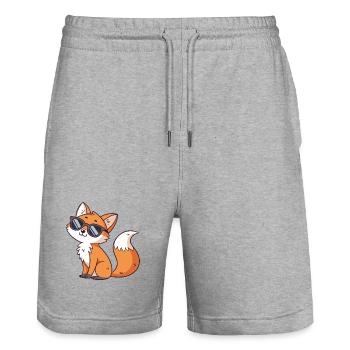 Fox swag in sunglasses - Stanley/Stella Trainer Unisex Organic Jogging Shorts - heather grey - Front - Nik (191cm) & Marisol (170cm)