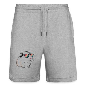 Meerkaninchen mit Retro-Sonnenbrille - Stanley/Stella Unisex Bio Joggingshorts Trainer  - Grau meliert - Vorne - Nik (191cm) & Marisol (170cm)