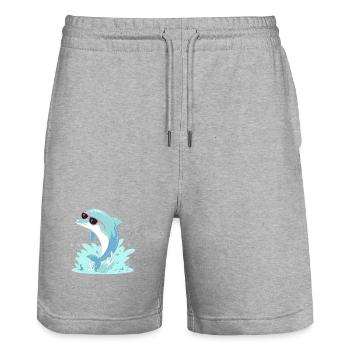 Delfin-Sommer-Pinkbrille - Stanley/Stella Unisex Bio Joggingshorts Trainer  - Grau meliert - Vorne - Nik (191cm) & Marisol (170cm)