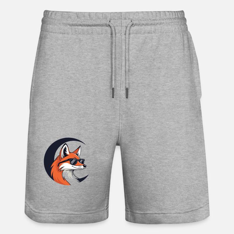 Renard lunaire en lunettes de soleil - Short de jogging bio TRAINER Stanley/Stella unisexe - gris chiné