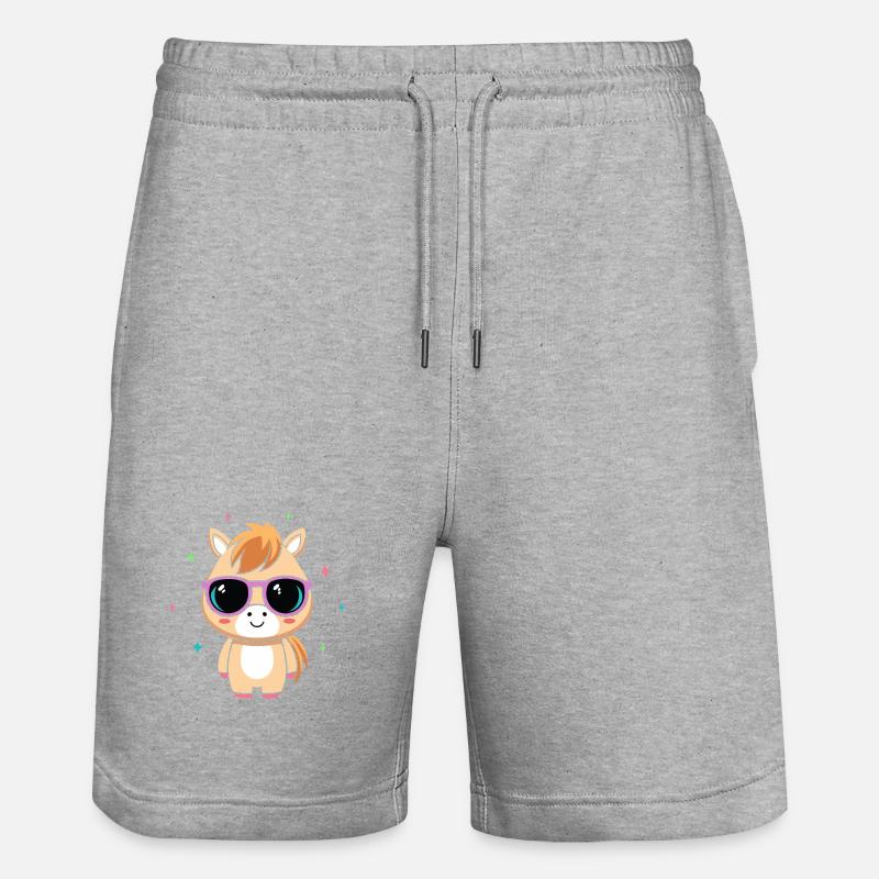 Poney chic lunettes violettes - Short de jogging bio TRAINER Stanley/Stella unisexe - gris chiné