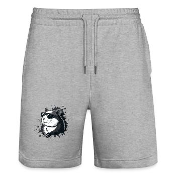 Schicke Hamster-Schwarzbrillen-Spritzer - Stanley/Stella Unisex Bio Joggingshorts Trainer  - Grau meliert - Vorne - Nik (191cm) & Marisol (170cm)
