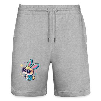 Pastel Bunny Pop Sunglasses - Stanley/Stella Trainer Unisex Organic Jogging Shorts - heather grey - Front - Nik (191cm) & Marisol (170cm)