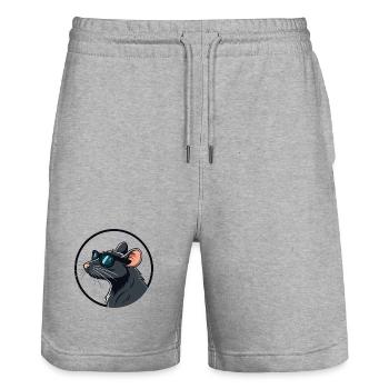 Elegante Ratte mit Gläser im Kreis - Stanley/Stella Unisex Bio Joggingshorts Trainer  - Grau meliert - Vorne - Nik (191cm) & Marisol (170cm)