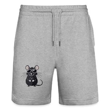 Mouse Hipster Glasses - Stanley/Stella Trainer Unisex Organic Jogging Shorts - heather grey - Front - Nik (191cm) & Marisol (170cm)