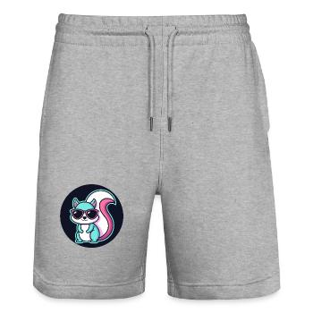 Turquoise Squirrel with Glasses - Stanley/Stella Trainer Unisex Organic Jogging Shorts - heather grey - Front - Nik (191cm) & Marisol (170cm)