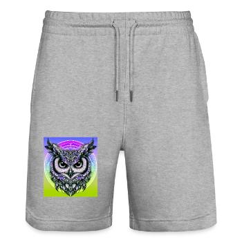 Eule - Stanley/Stella Unisex Bio Joggingshorts Trainer  - Grau meliert - Vorne - Nik (191cm) & Marisol (170cm)
