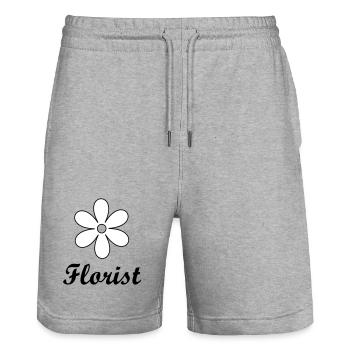 Artisan fleuriste logo floral épuré - Short de jogging bio TRAINER Stanley/Stella unisexe - gris chiné - Devant - Nik (191cm) & Marisol (170cm)