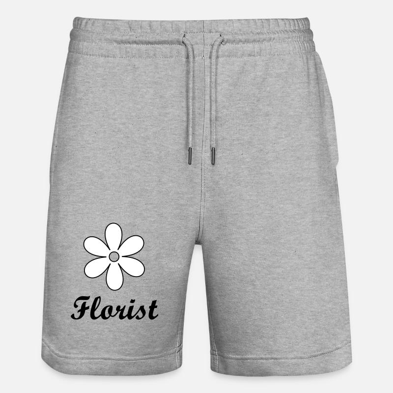 Artisan fleuriste logo floral épuré - Short de jogging bio TRAINER Stanley/Stella unisexe - gris chiné