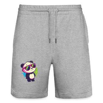 Niedliche Panda-Neonbrille - Stanley/Stella Unisex Bio Joggingshorts Trainer  - Grau meliert - Vorne - Nik (191cm) & Marisol (170cm)