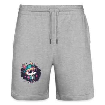 Lapin streetwear rétro chic - Short de jogging bio TRAINER Stanley/Stella unisexe - gris chiné - Devant - Nik (191cm) & Marisol (170cm)