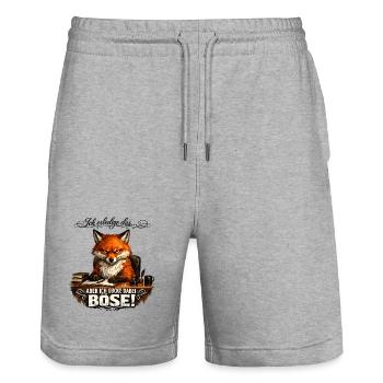 Ich erledige das aber ich gucke dabei böse - Stanley/Stella Unisex Bio Joggingshorts Trainer  - Grau meliert - Vorne - Nik (191cm) & Marisol (170cm)