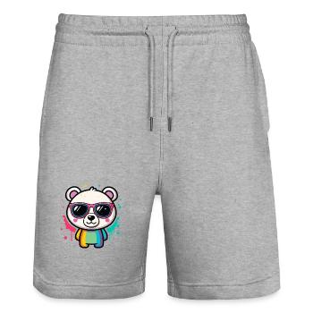 Regenbogenpanda-Brille - Stanley/Stella Unisex Bio Joggingshorts Trainer  - Grau meliert - Vorne - Nik (191cm) & Marisol (170cm)