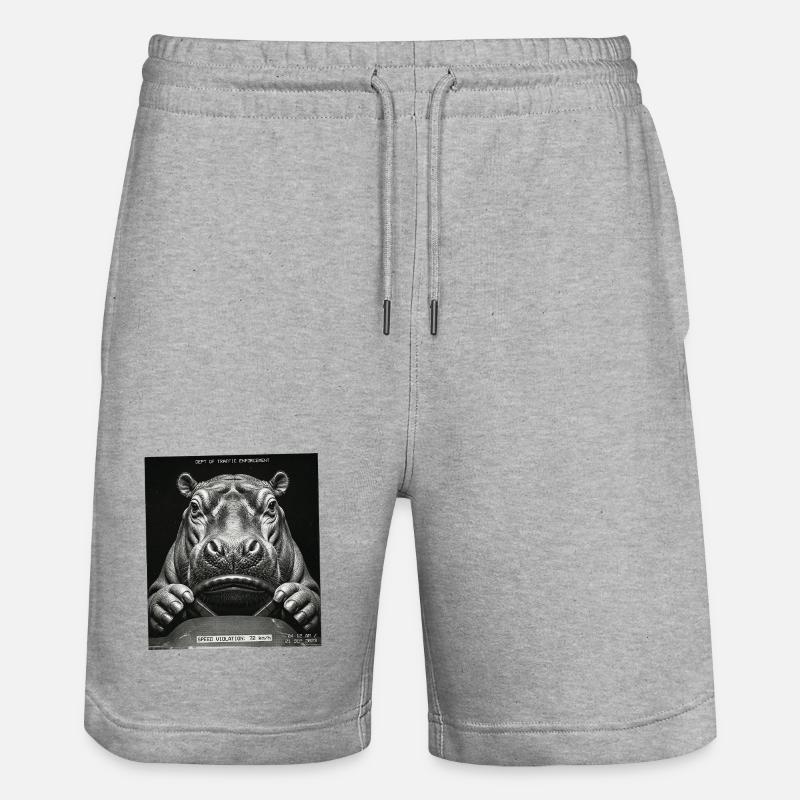 Nilpferd Radar Kontrolle Blitzer - Stanley/Stella Unisex Bio Joggingshorts Trainer  - Grau meliert
