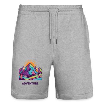 Vivid Summit Adventure - Stanley/Stella Trainer Unisex Organic Jogging Shorts - heather grey - Front - Nik (191cm) & Marisol (170cm)