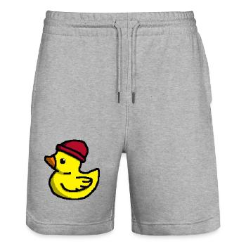 Cute Pixel Duck in Red Beanie - Stanley/Stella Trainer Unisex Organic Jogging Shorts - heather grey - Front - Nik (191cm) & Marisol (170cm)