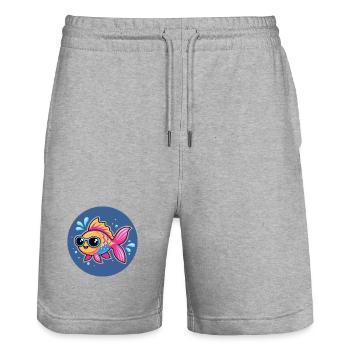 Poisson lunettes soleil vif - Short de jogging bio TRAINER Stanley/Stella unisexe - gris chiné - Devant - Nik (191cm) & Marisol (170cm)