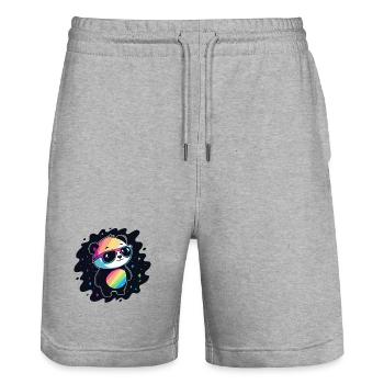 Panda Rainbow Galaxy Coole Brillen - Stanley/Stella Unisex Bio Joggingshorts Trainer  - Grau meliert - Vorne - Nik (191cm) & Marisol (170cm)