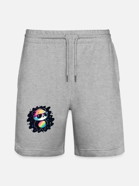 Panda Rainbow Galaxy Cool Glasses - Stanley/Stella Trainer Unisex Organic Jogging Shorts - heather grey
