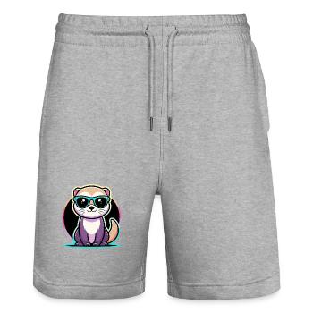 Furet Kawaii Néon Cool - Short de jogging bio TRAINER Stanley/Stella unisexe - gris chiné - Devant - Nik (191cm) & Marisol (170cm)