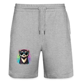 Loutre arc-en-ciel lunettes bleues - Short de jogging bio TRAINER Stanley/Stella unisexe - gris chiné - Devant - Nik (191cm) & Marisol (170cm)