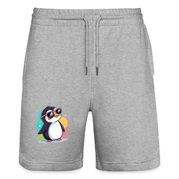 Pinguin Cool Pop Roseglasses - Stanley/Stella Unisex Bio Joggingshorts Trainer  - Grau meliert - Vorne - Nik (191cm) & Marisol (170cm)