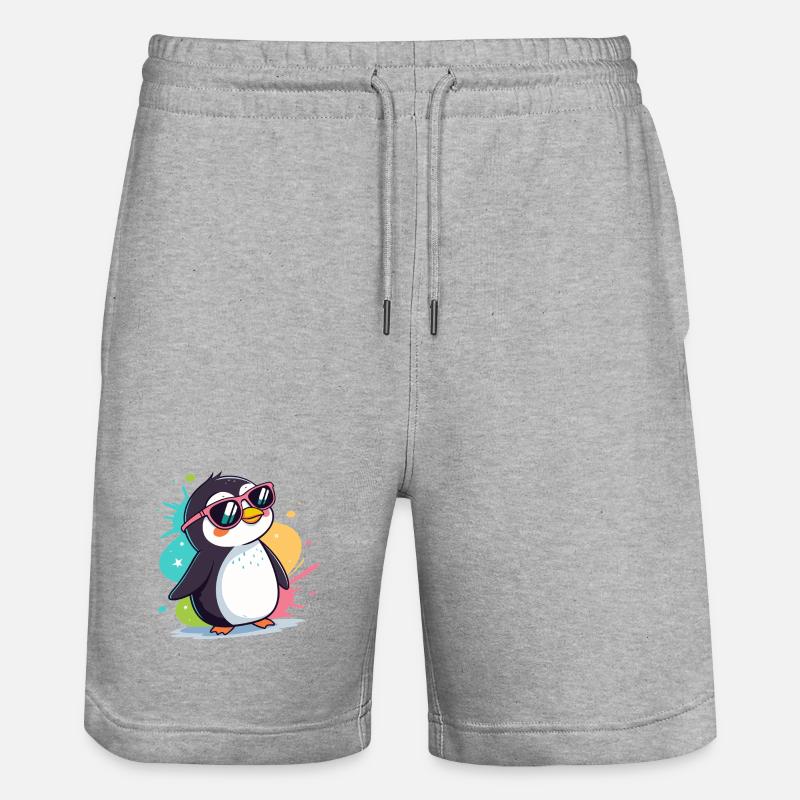 Pingouin cool pop lunettes roses - Short de jogging bio TRAINER Stanley/Stella unisexe - gris chiné