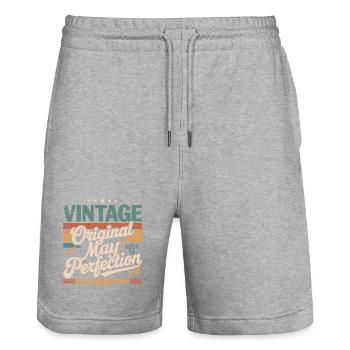 Vintage May 1968 – Perfection for 58 years - Stanley/Stella Trainer Unisex Organic Jogging Shorts - heather grey - Front - Nik (191cm) & Marisol (170cm)