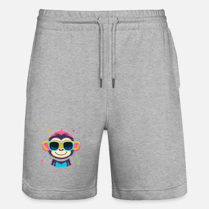 Singe Neon Lunettes - Short de jogging bio TRAINER Stanley/Stella unisexe - gris chiné