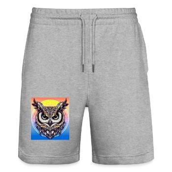 hibou - Short de jogging bio TRAINER Stanley/Stella unisexe - gris chiné - Devant - Nik (191cm) & Marisol (170cm)