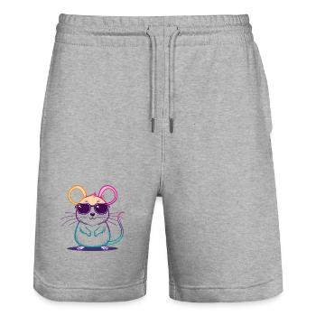 Regenbogen-Maus-Brille - Stanley/Stella Unisex Bio Joggingshorts Trainer  - Grau meliert - Vorne - Nik (191cm) & Marisol (170cm)