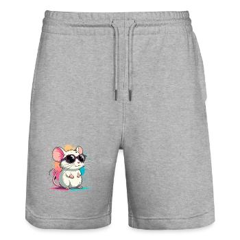 Mouse Chic Neonbrillen - Stanley/Stella Unisex Bio Joggingshorts Trainer  - Grau meliert - Vorne - Nik (191cm) & Marisol (170cm)
