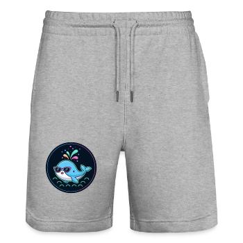 Baleine néon avec lunettes - Short de jogging bio TRAINER Stanley/Stella unisexe - gris chiné - Devant - Nik (191cm) & Marisol (170cm)