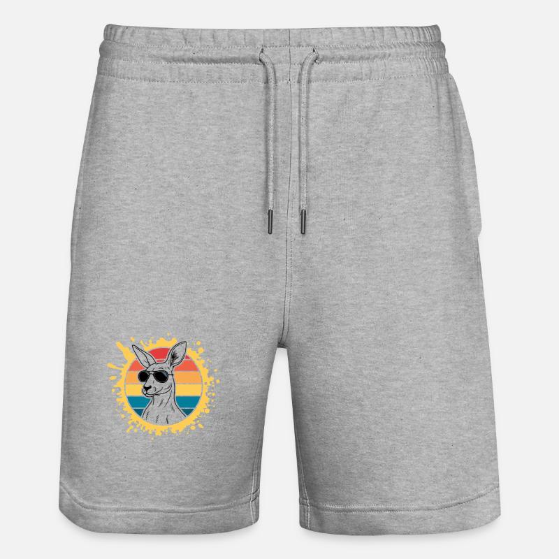 Kangourou silhouette retro soleil - Short de jogging bio TRAINER Stanley/Stella unisexe - gris chiné