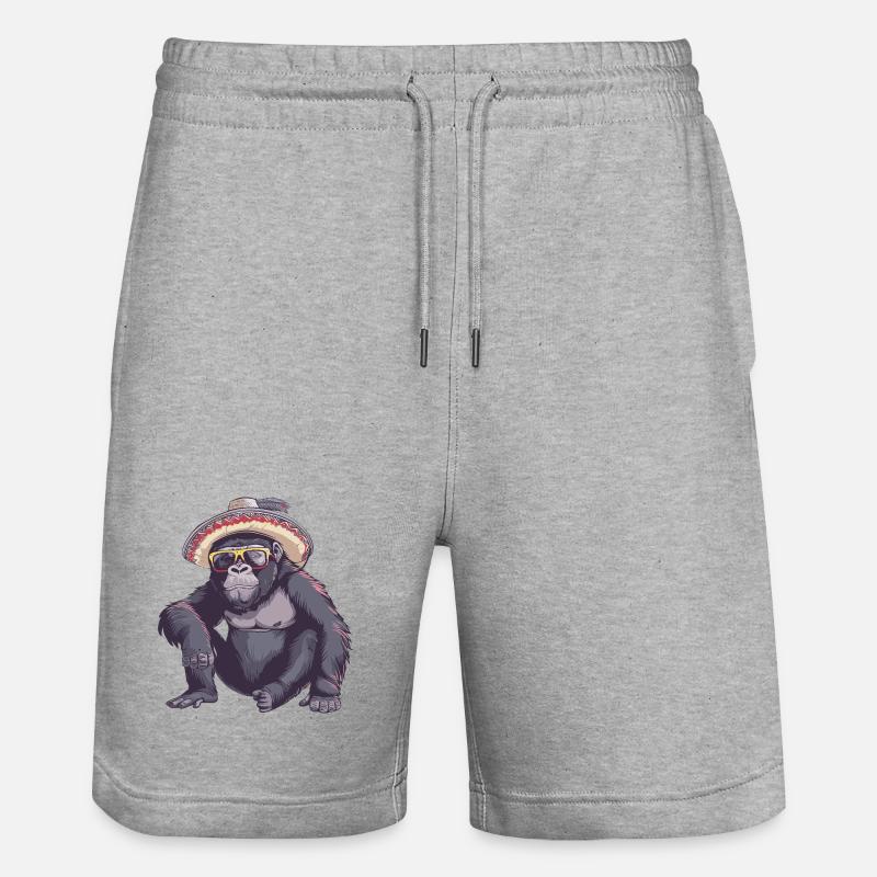Gorilla Comic Sombrero drôle - Short de jogging bio TRAINER Stanley/Stella unisexe - gris chiné