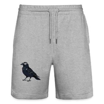 Corbeau chic lunettes blanches - Short de jogging bio TRAINER Stanley/Stella unisexe - gris chiné - Devant - Nik (191cm) & Marisol (170cm)