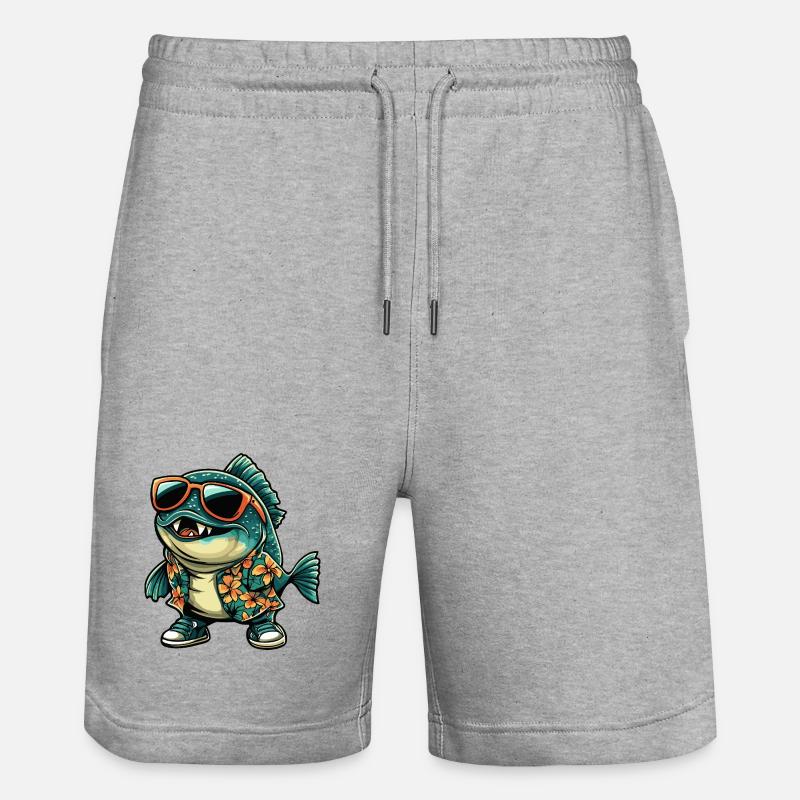 Vacances de bandes dessinées Piranha Fish - Short de jogging bio TRAINER Stanley/Stella unisexe - gris chiné